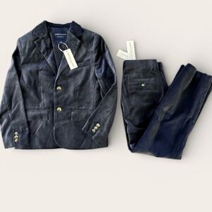 NWT- Janie and Jack Navy Velvet Blazer & Suit Pants Set